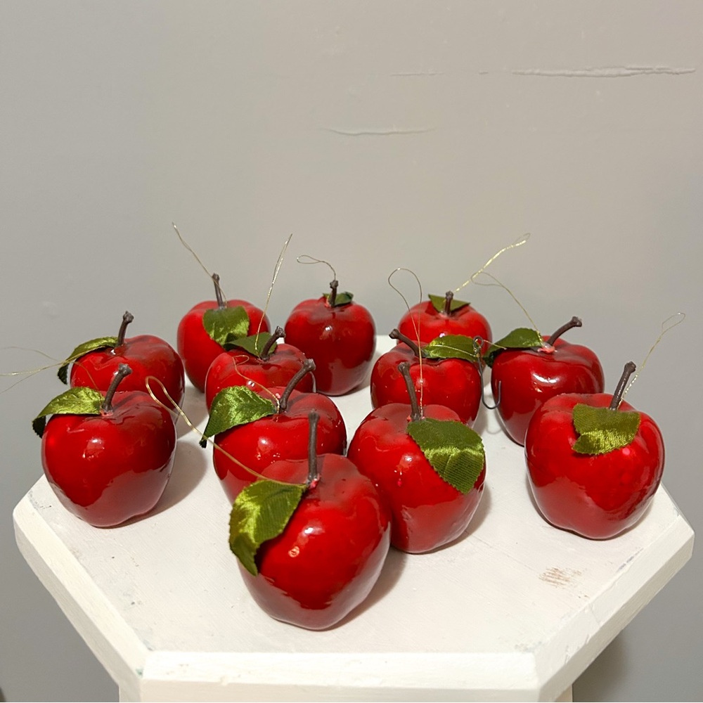 12 Red Apple Vintage Ornaments